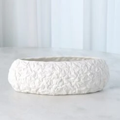 Crinkled Paper Oval Vase-Matte White -Online Home Decor 55078