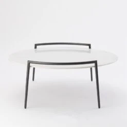 Retro Round Gray Iron And White Marble Coffee Table -Online Home Decor 55745