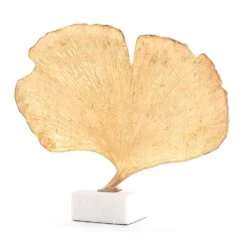 Ginkgo Leaf Sculpture-Gold Finish -Online Home Decor 55832
