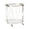 Rectangular Fret Work Serving Cart And Trolley W/Tray-Polished Nickel 2 Rectangular Fret Work Serving Cart And Trolley W/Tray-Polished Nickel -Online Home Decor 55874