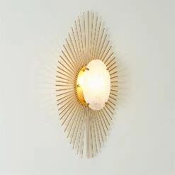Radial Burst Electrified Wall Sconce-Gold-HW 12 Radial Burst Electrified Wall Sconce-Gold-HW -Online Home Decor 56249