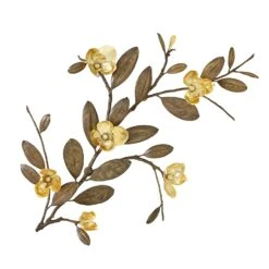 Magnolia Branch Wall Art-Antique Brass/Gold -Online Home Decor 56259