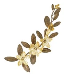 Magnolia Branch Wall Art-Antique Brass/Gold -Online Home Decor 56262
