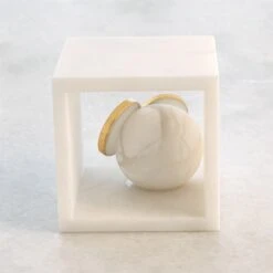 Alabaster Big Eyed Owl In Cube -Online Home Decor 56593