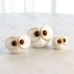 Alabaster Big Eyed Owls -Online Home Decor 56666
