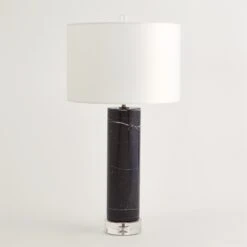 Marble Cylinder Table Lamp-Black -Online Home Decor 56713