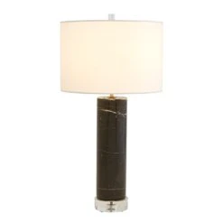 Marble Cylinder Table Lamp-Black -Online Home Decor 56734