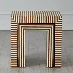 Sienna Nesting End Tables-Walnut/Bone -Online Home Decor 56750