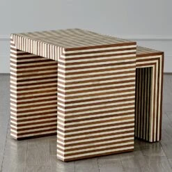 Sienna Nesting End Tables-Walnut/Bone -Online Home Decor 56754