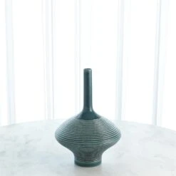 Ridged Bottle-Azure -Online Home Decor 56939