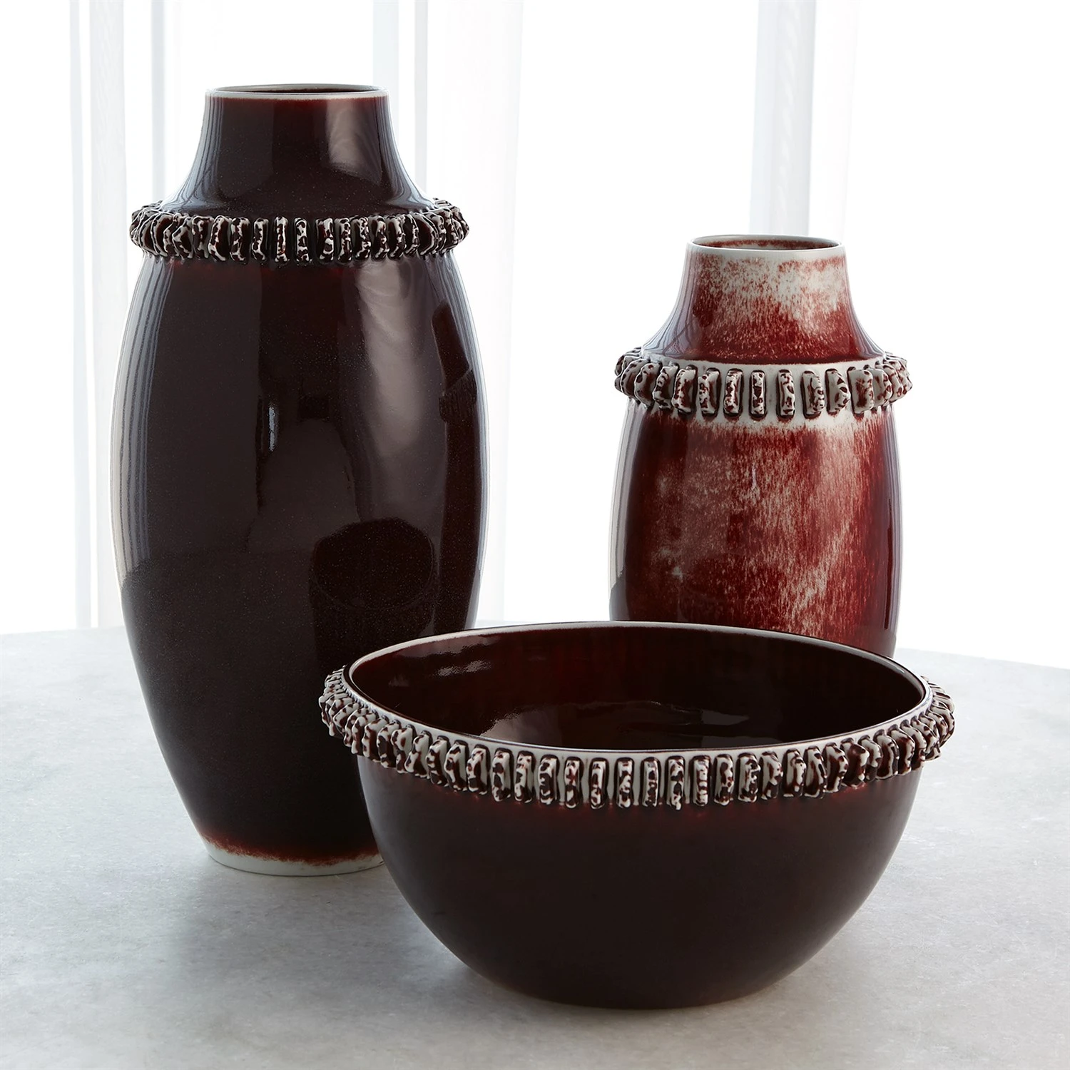 Ruffle Vase And Bowl Collection-Oxblood 9 Ruffle Vase And Bowl Collection-Oxblood - Image 7