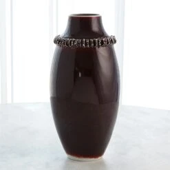 Ruffle Vase And Bowl Collection-Oxblood 19 Ruffle Vase And Bowl Collection-Oxblood -Online Home Decor 57063