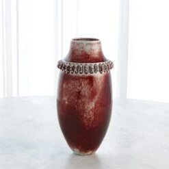 Ruffle Vase And Bowl Collection-Oxblood 20 Ruffle Vase And Bowl Collection-Oxblood -Online Home Decor 57064