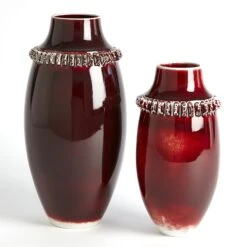 Ruffle Vase And Bowl Collection-Oxblood 17 Ruffle Vase And Bowl Collection-Oxblood -Online Home Decor 57547