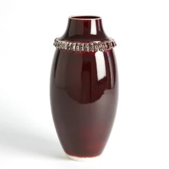 Ruffle Vase And Bowl Collection-Oxblood 14 Ruffle Vase And Bowl Collection-Oxblood -Online Home Decor 57548