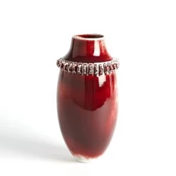 Ruffle Vase And Bowl Collection-Oxblood 15 Ruffle Vase And Bowl Collection-Oxblood -Online Home Decor 57549