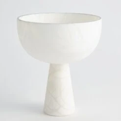 Footed Alabaster Bowl W/Silver