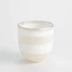 Striped Alabaster Bowl-White/Silver -Online Home Decor 57647