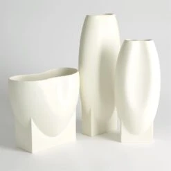 Orpheus Vases And Low Bowl-Ivory -Online Home Decor 57730