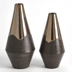 Gilded Dip Vases-Platinum Bottom -Online Home Decor 57858