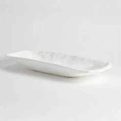 Faux Timber Rectangular Bowl-Matte White -Online Home Decor 58001