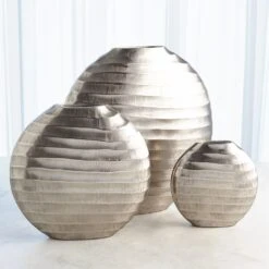Chased Oval Vases-Antique Nickel -Online Home Decor 58162