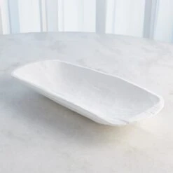 Faux Timber Rectangular Bowl-Matte White -Online Home Decor 58479