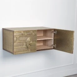 Abstract Block Cabinet-Left-Brass -Online Home Decor 58519
