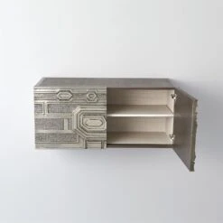 Abstract Block Cabinet-Left-Silver 11 Abstract Block Cabinet-Left-Silver -Online Home Decor 58541