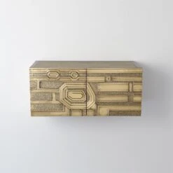 Abstract Block Cabinet-Left-Brass