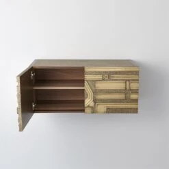 Abstract Block Cabinet-Left-Brass -Online Home Decor 58545