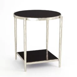 Circle/Square Side Table-Nickel W/ Black Granite -Online Home Decor 59013