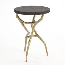Root Table-Faux Brass W/Black Marble -Online Home Decor 59189