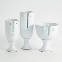 Long Nose Vases And Bowl-White