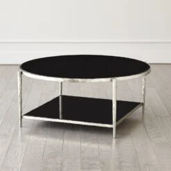 Circle/Square Cocktail Table-Nickel W/Black Granite