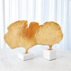 Ginkgo Leaf Sculpture-Gold Finish -Online Home Decor 60510