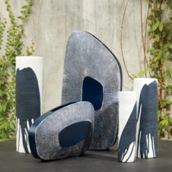 Offset Square Scratch Vases-Ink -Online Home Decor 60576