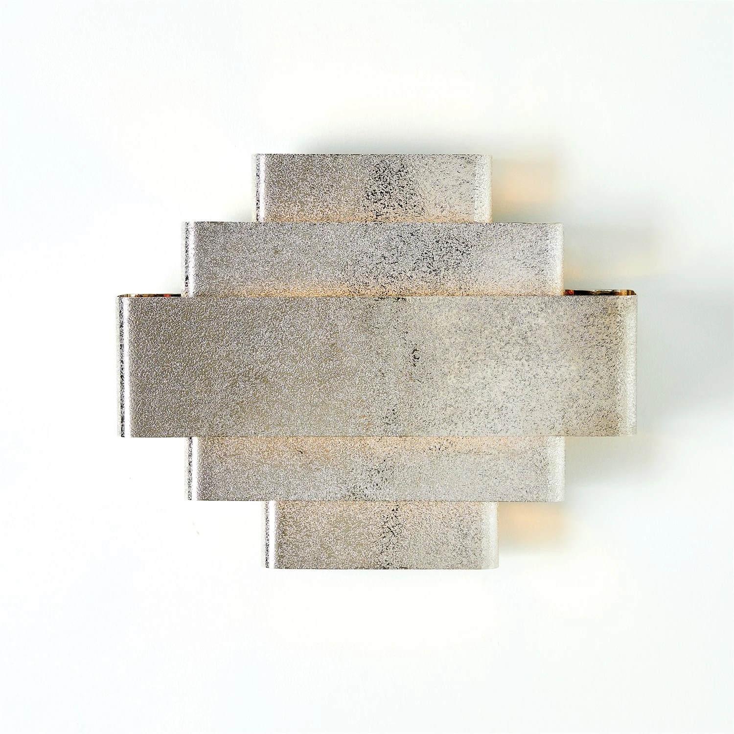 Rectangular Babylon Sconce-Shiny Nickel-HW 3 Rectangular Babylon Sconce-Shiny Nickel-HW