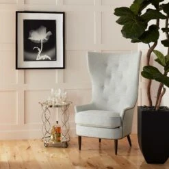 Round Serving Cart And Trolley With Tray-Polished Nickel -Online Home Decor 61557