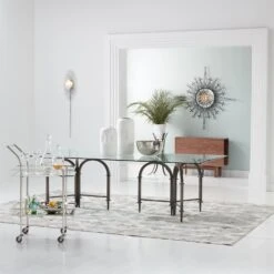 Rectangular Bar Cart W/Mirror-Nickel -Online Home Decor 61592