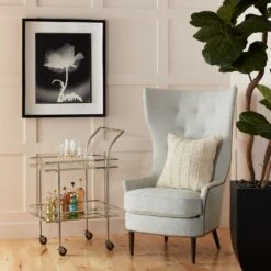 Rectangular Bar Cart W/Mirror-Nickel -Online Home Decor 61600