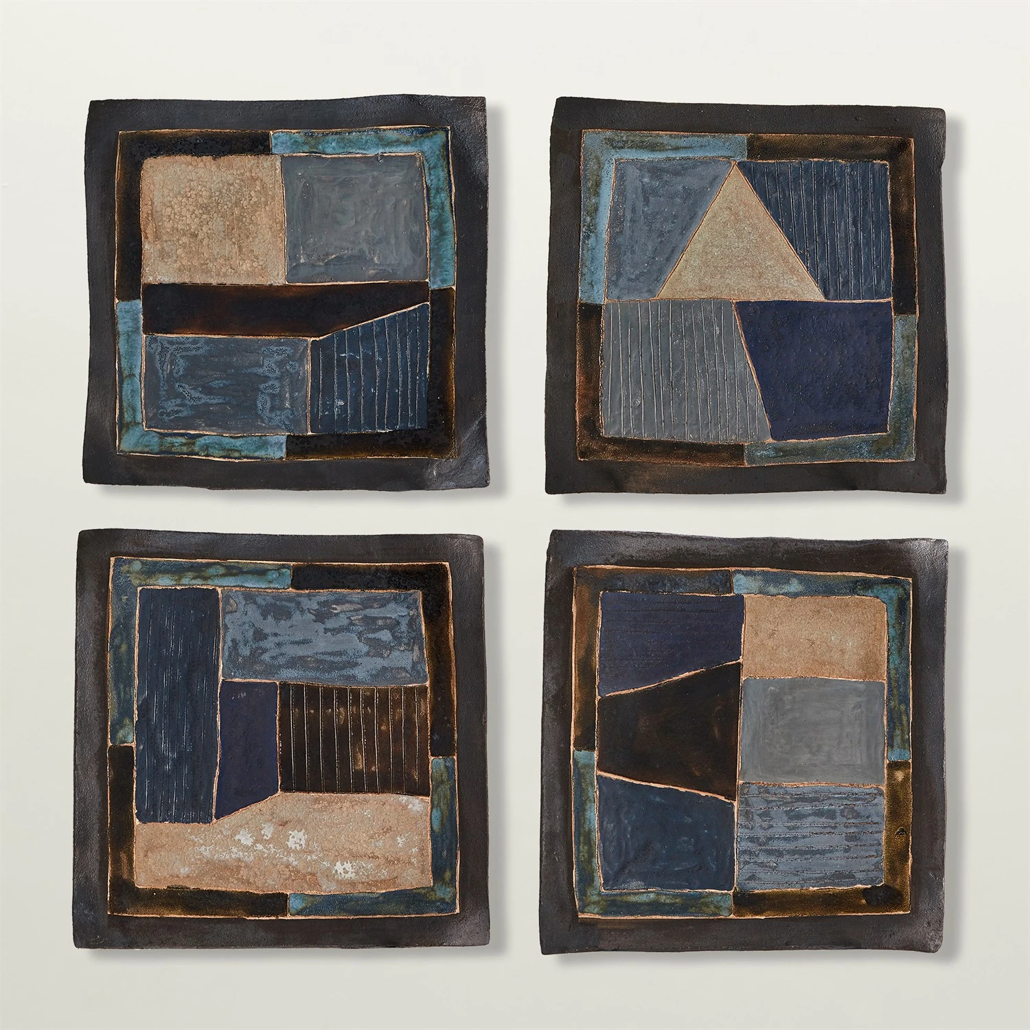 Indigo Abstract Platters 3 Indigo Abstract Platters