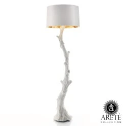 Faux Bois Floor Lamp-White