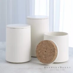 Encircle Canister W/Cork Lid-Chalk