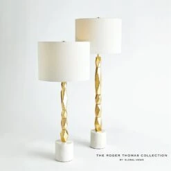 Facet Block Table Lamp-Brass