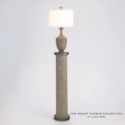Column Floor Lamp-Grey Sandblasted Oak