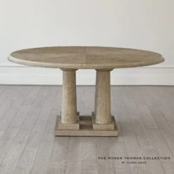 Titian Dining Table-Grey Sandblasted Oak-60" Top -Online Home Decor 65314