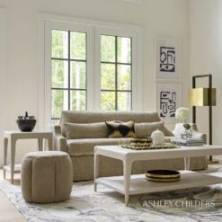 Tiburtina End Table-Mist Leather -Online Home Decor 65346