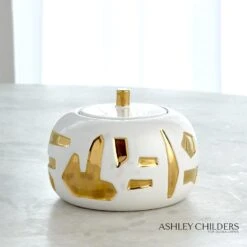 Abstract Jar-White/Gold -Online Home Decor 65383