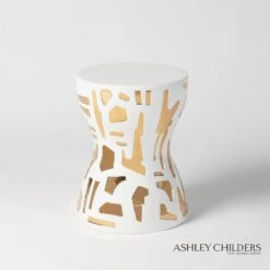 Abstract Gold/White Stool